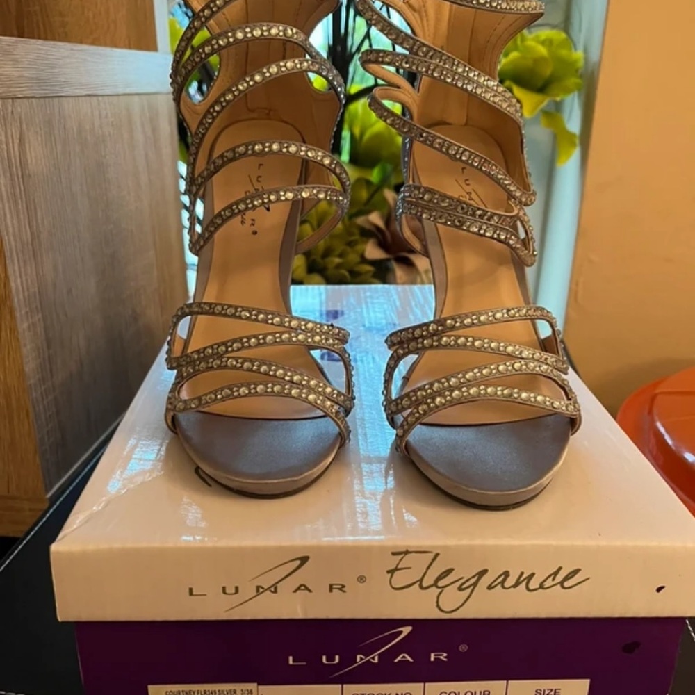 Women's Silver Strappy Heels